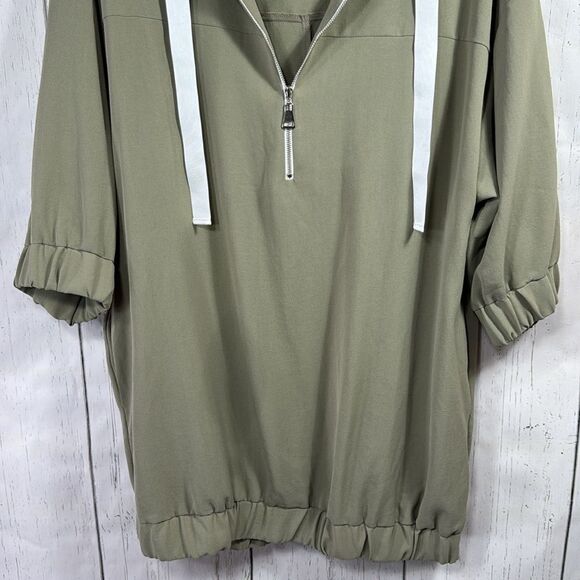 Zara Olive Green Oversized Hoodie Dress with Half Zip Size M Streetwear Edgy - Picture 10 of 16